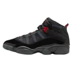 Jordan Air Jordan 6 Rings Comfortable Slip ResistantDurable Mid Top Retro Basketball Shoes Men's BlackRed