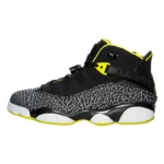 Jordan Air Jordan 6 Rings Venom Green Comfortable CushioningDurable Mid Top Retro Basketball Shoes Men's BlackYellow