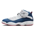 Jordan Air Jordan 6 Rings CushioningSlip ResistantDurable Low Top Retro Basketball Shoes Men's WhiteBlue