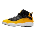 Jordan Air Jordan 6 Rings Slip Resistant Mid Top Retro Basketball Shoes Men's BlackYellow