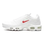 Supreme x Nike Air Max Plus TN Fashion Fabric Synthetic Leather Cushioning Durable Low Top Running Shoes White Red