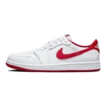Jordan Air Jordan 1 Low University Red Comfortable Breathable Low Top Retro Basketball Shoes Unisex White Red